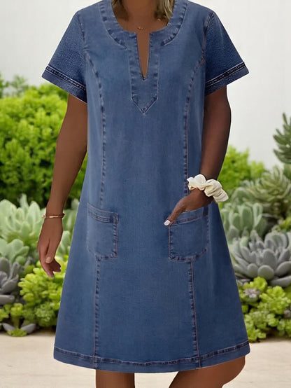 Clara | Damen Minikleid mit kurzen Ärmeln und Taschen