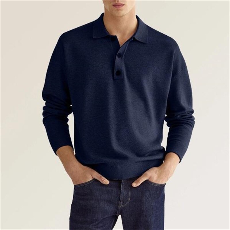 Falkhart | Herren Langarm Poloshirt mit Knopfleiste | Klassischem Kragen