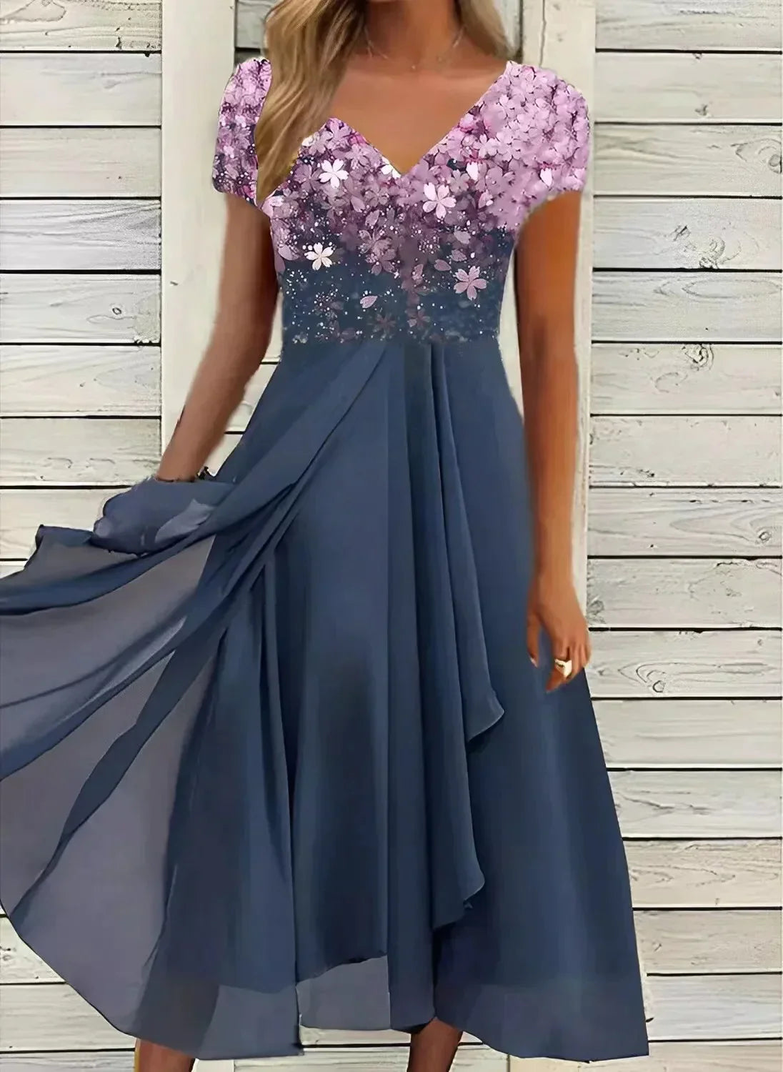Zdenka | Abend-Maxikleid für Damen mit Blumenmuster