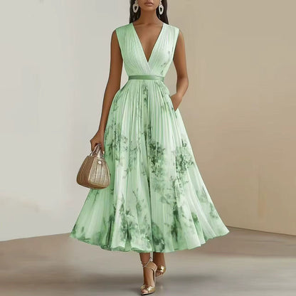 Cosima | Modernes Damen Maxikleid mit Taillenband | Langärmlig