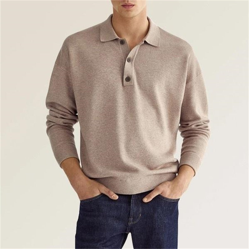 Falkhart | Herren Langarm Poloshirt mit Knopfleiste | Klassischem Kragen