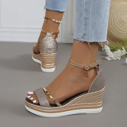 Bianca | Women's sandals with wedge heel, platform, and ankle strap