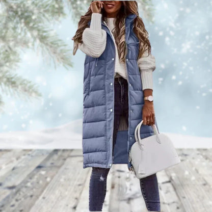 Corinne | Quilted longline vest for winter