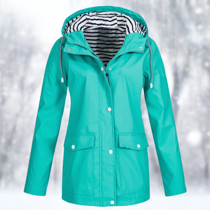 Ingrid | Regenjacke mit Kapuze und gestreiftem Futter