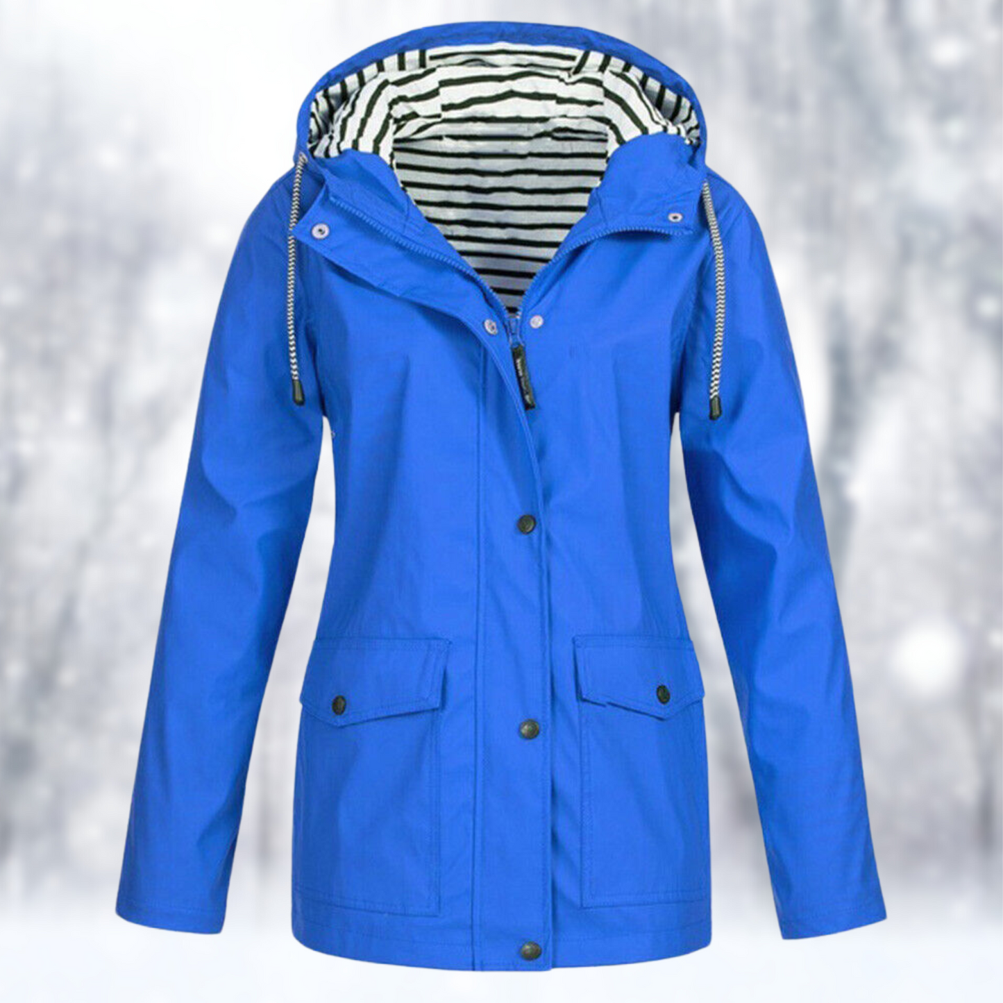 Ingrid | Regenjacke mit Kapuze und gestreiftem Futter
