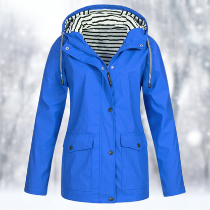 Ingrid | Regenjacke mit Kapuze und gestreiftem Futter