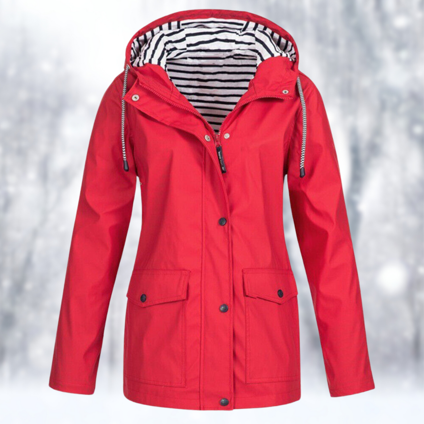 Ingrid | Regenjacke mit Kapuze und gestreiftem Futter