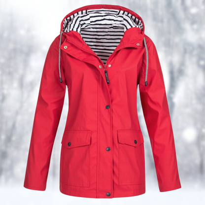 Ingrid | Regenjacke mit Kapuze und gestreiftem Futter