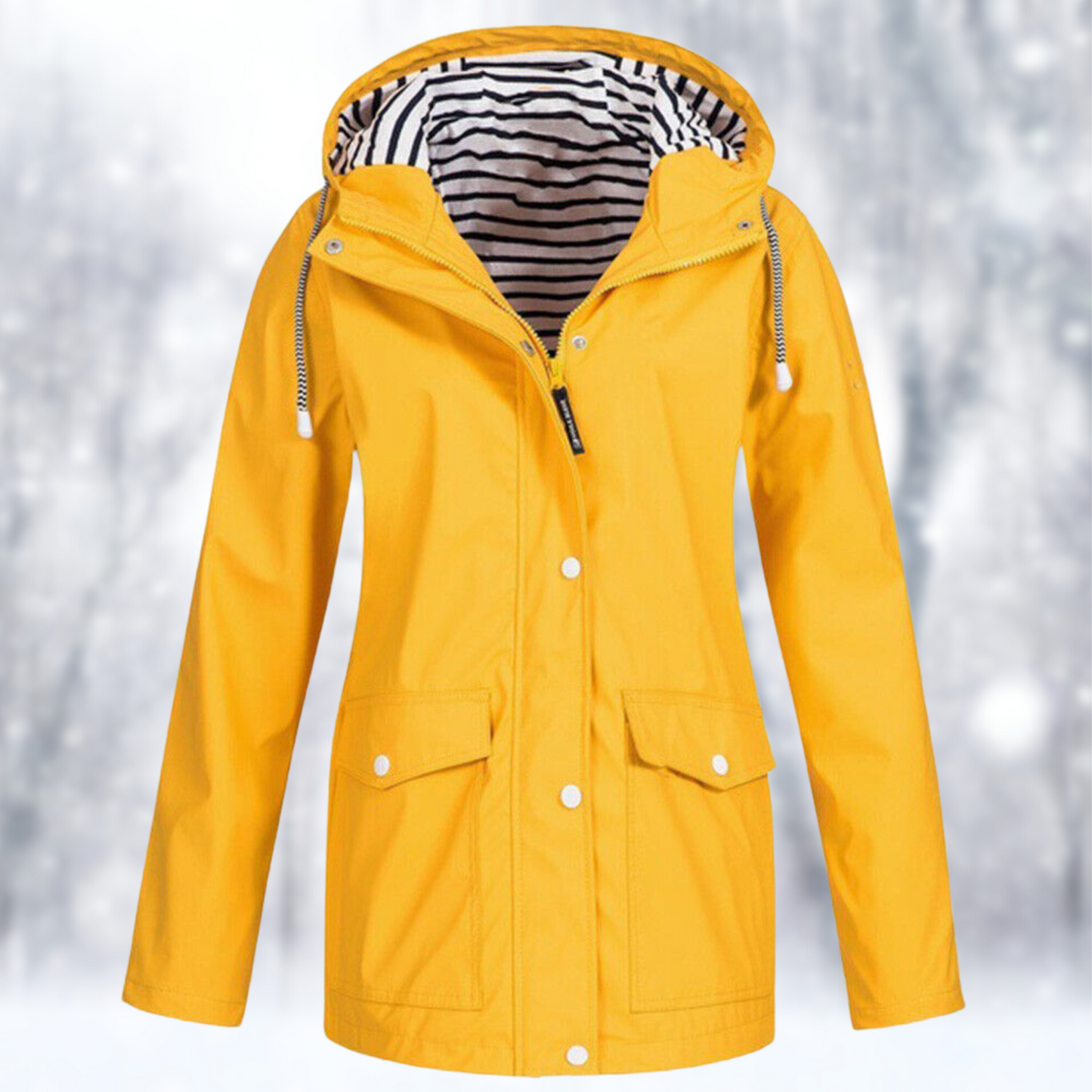 Ingrid | Regenjacke mit Kapuze und gestreiftem Futter