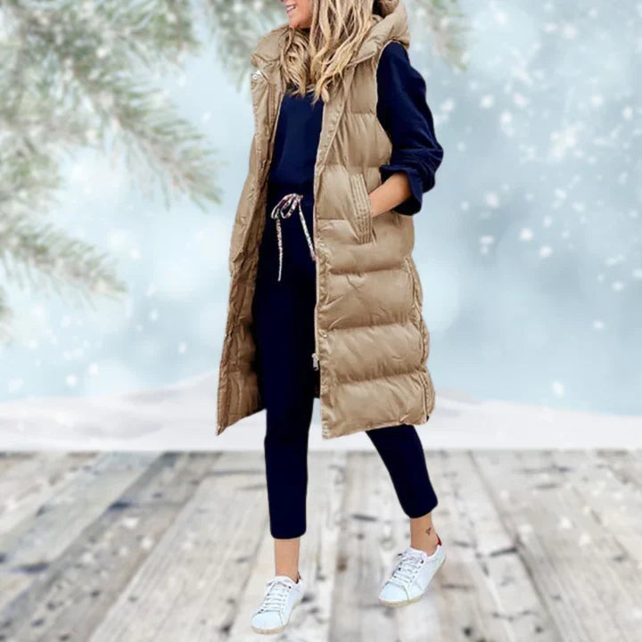 Corinne | Quilted longline vest for winter