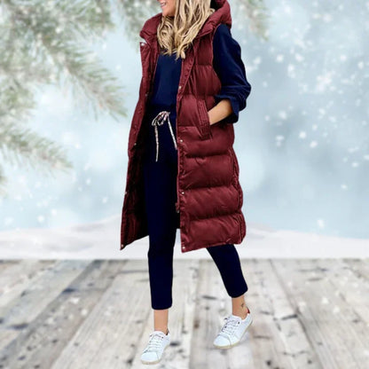 Corinne | Quilted longline vest for winter