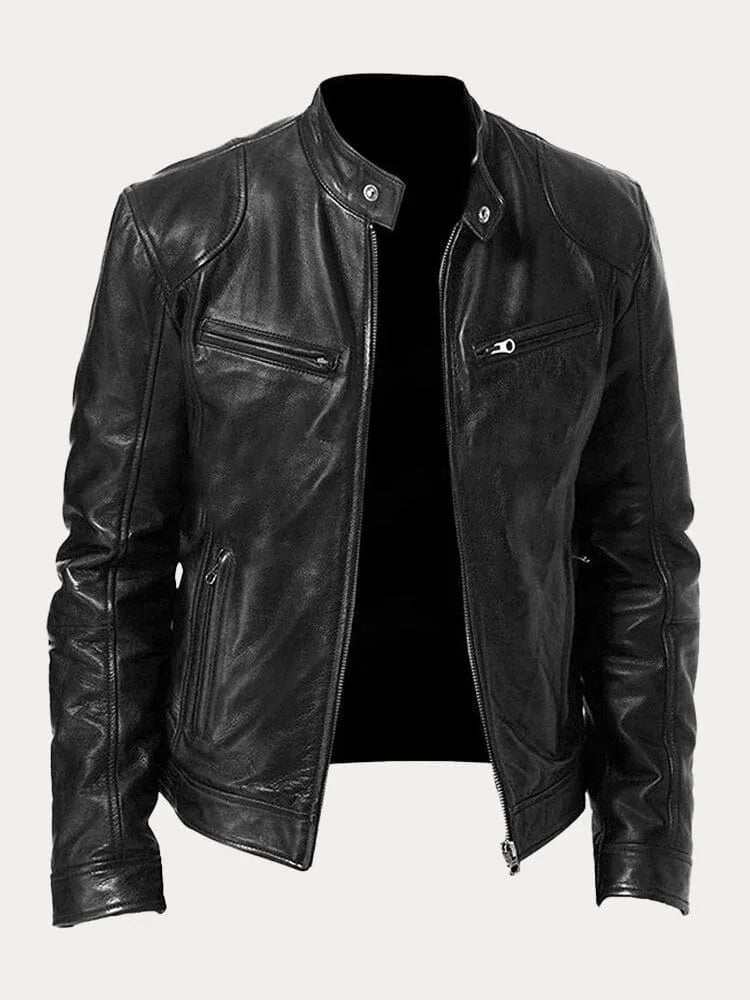 Marco | Herren Lederjacke mit Stehkragen und Reißverschluss