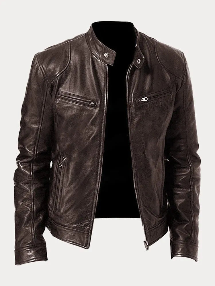 Marco | Herren Lederjacke mit Stehkragen und Reißverschluss