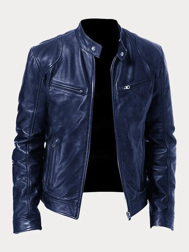 Marco | Herren Lederjacke mit Stehkragen und Reißverschluss