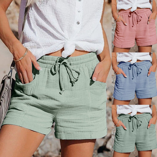 Liora | Baumwoll kurze Hose mit Kordelzug und Taschen