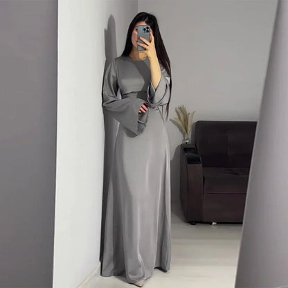 Victoria | Elegante abito lungo con effetto avvolgente e maniche lunghe | Maxi