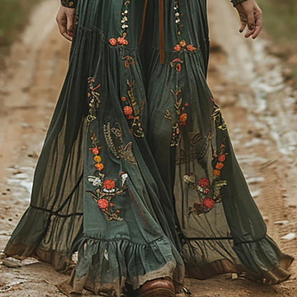 Alberina | Women's maxi dress with floral print and V-neck | V-neck