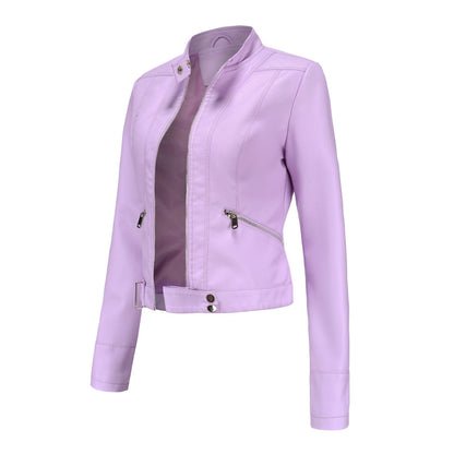 Theresa | Damen Lederjacke mit Stehkragen und Reißverschluss