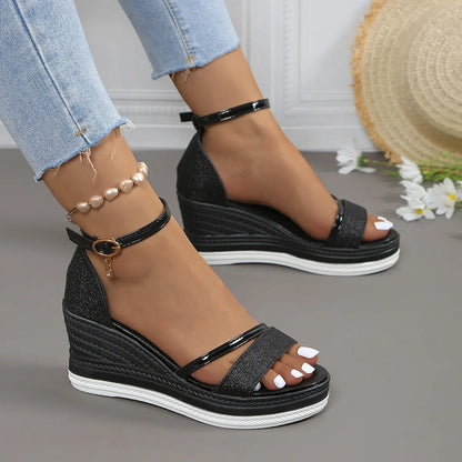 Bianca | Women's sandals with wedge heel, platform, and ankle strap
