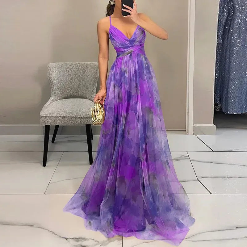 Langes Damenkleid Ella – Sommerkleid mit Blumenmuster