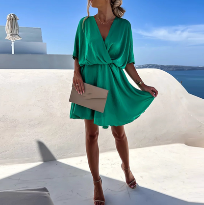 Jana | Damen Wickelkleid mit kurzen Ärmeln und ausgestelltem Rock
