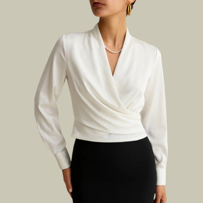 Finja | Elegant Women's Satin Blouse with Wrap Look