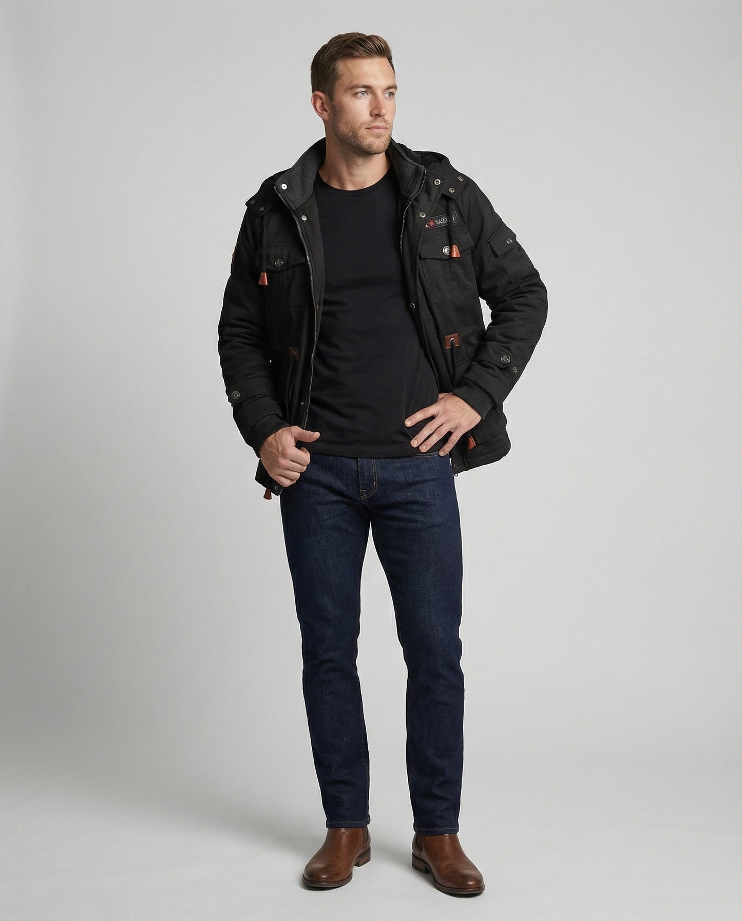 Andrin | Herren Winterjacke mit wärmendem Futter und Kapuze