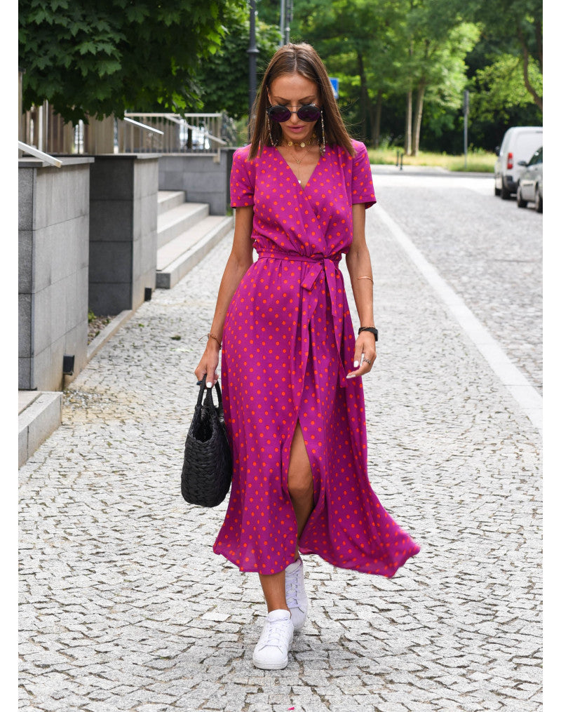 Melira | Damen Wickelkleid mit Blumenmuster und V Ausschnitt