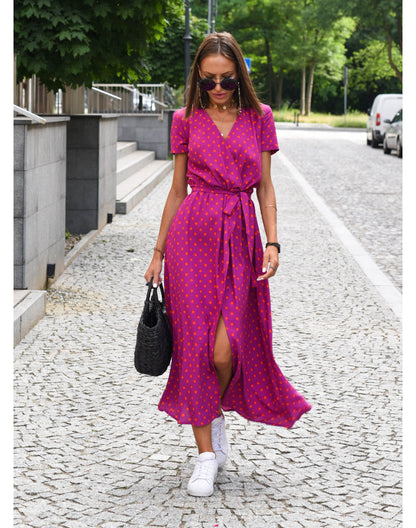 Melira | Damen Wickelkleid mit Blumenmuster und V Ausschnitt