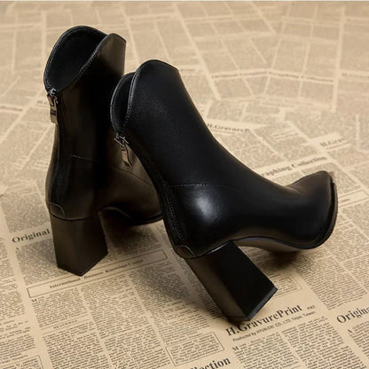 Rita | Damen Leder-Stiefeletten mit Blockabsatz