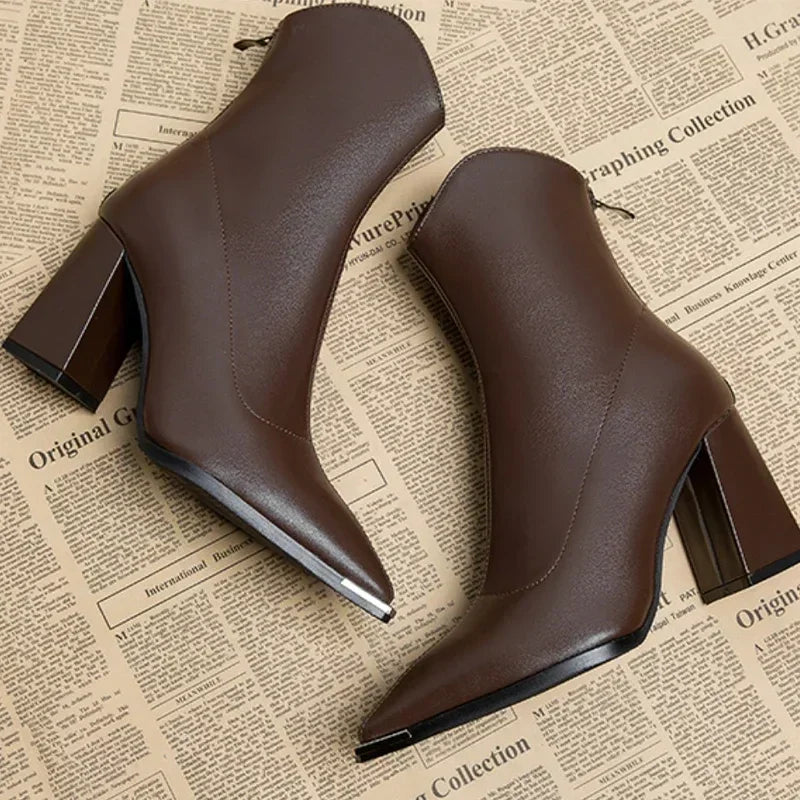 Rita | Damen Leder-Stiefeletten mit Blockabsatz