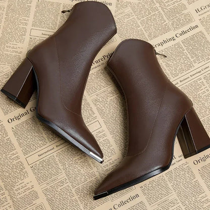 Rita | Damen Leder-Stiefeletten mit Blockabsatz