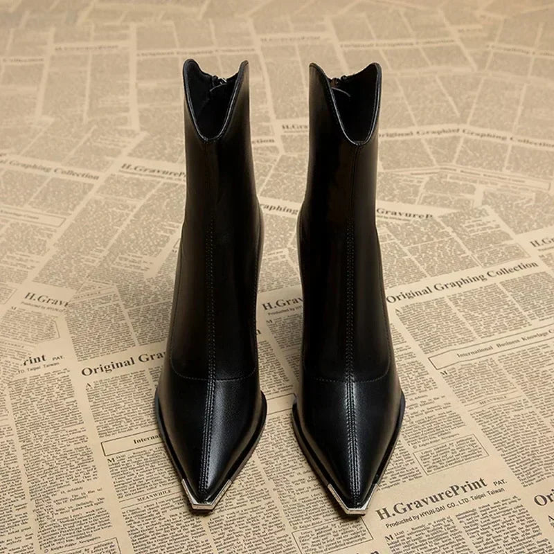 Rita | Damen Leder-Stiefeletten mit Blockabsatz
