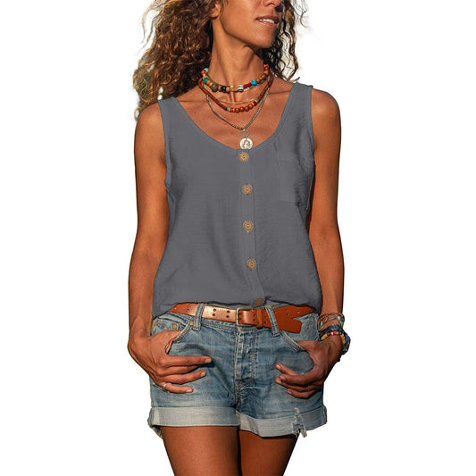 Mia | Elegantes Damen Top im Ibiza Stil mit Knopf