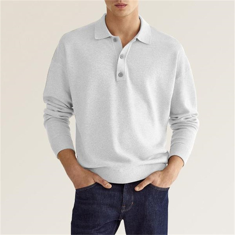 Falkhart | Herren Langarm Poloshirt mit Knopfleiste | Klassischem Kragen