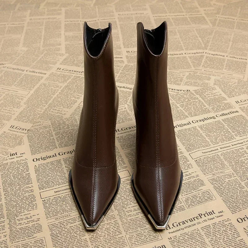 Rita | Damen Leder-Stiefeletten mit Blockabsatz