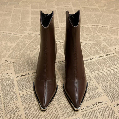 Rita | Damen Leder-Stiefeletten mit Blockabsatz