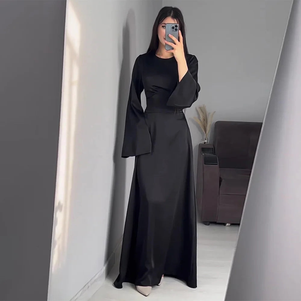 Victoria | Elegante abito lungo con effetto avvolgente e maniche lunghe | Maxi