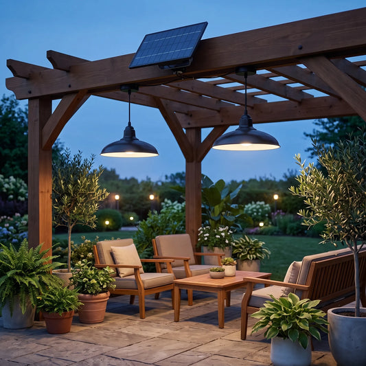 Veltro | Solar pendant light with separate solar panel for outdoor use