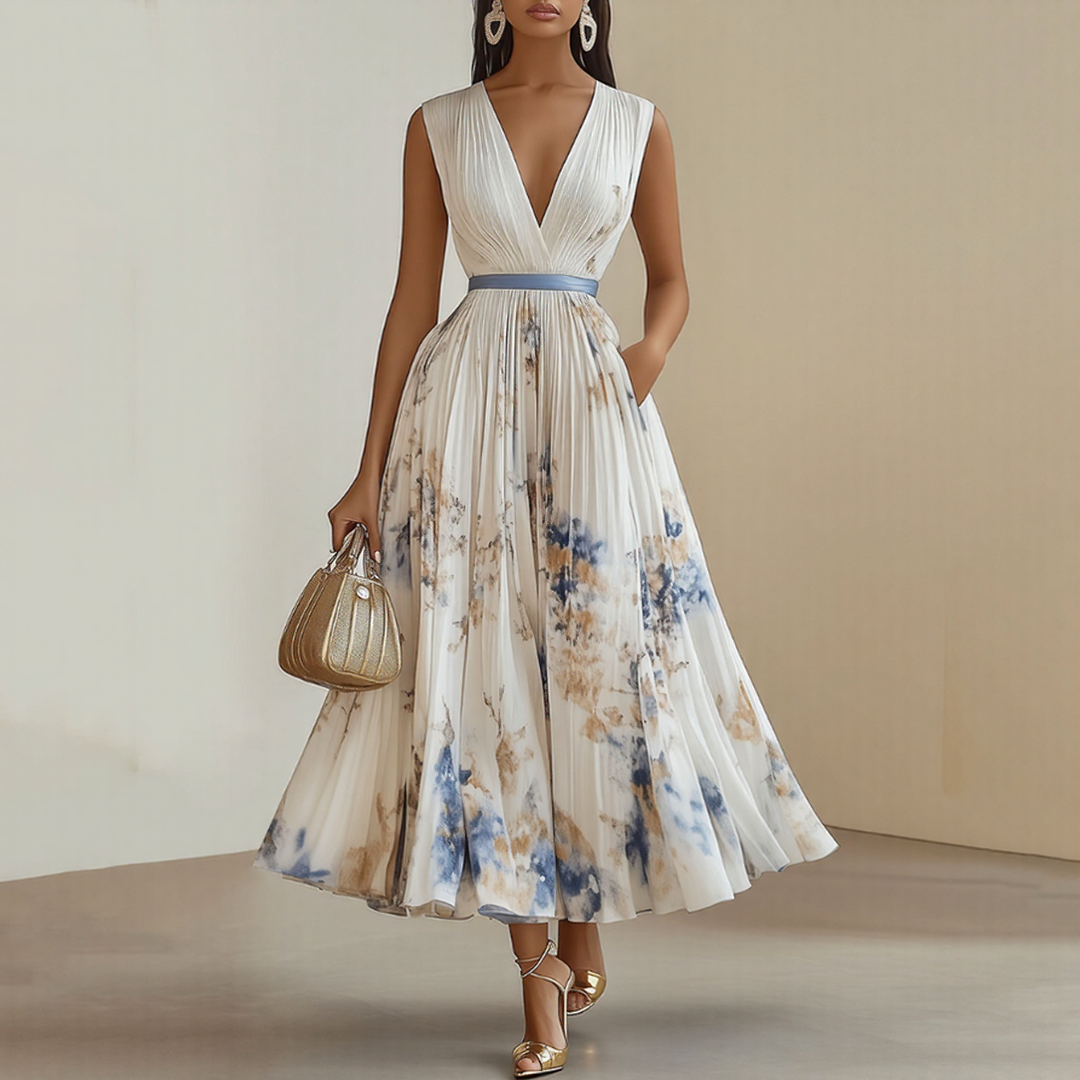Cosima | Modernes Damen Maxikleid mit Taillenband | Langärmlig