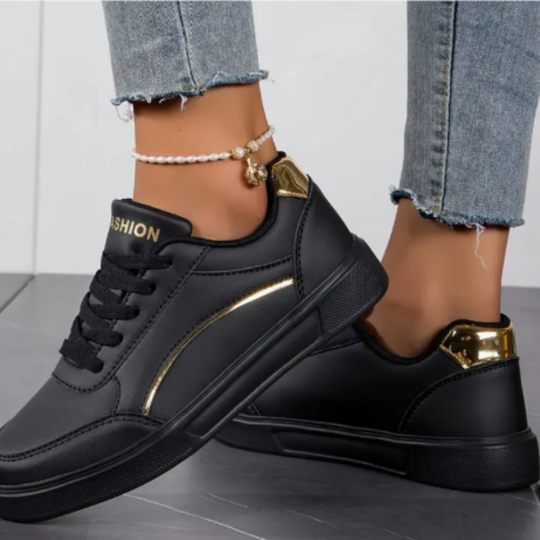 Leni | Damen Low-Top-Sneaker mit Golddetails