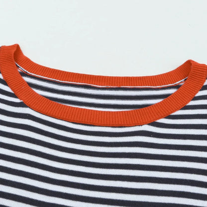 Heidi | Top a righe in maglia con bordo a contrasto