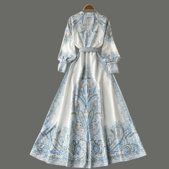 Mia | Damen A-Linienkleid mit Paisleymuster und breitem Gürtel