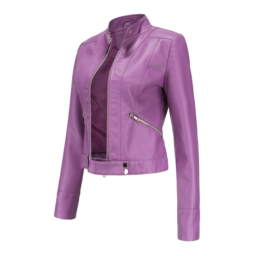 Theresa | Damen Lederjacke mit Stehkragen und Reißverschluss
