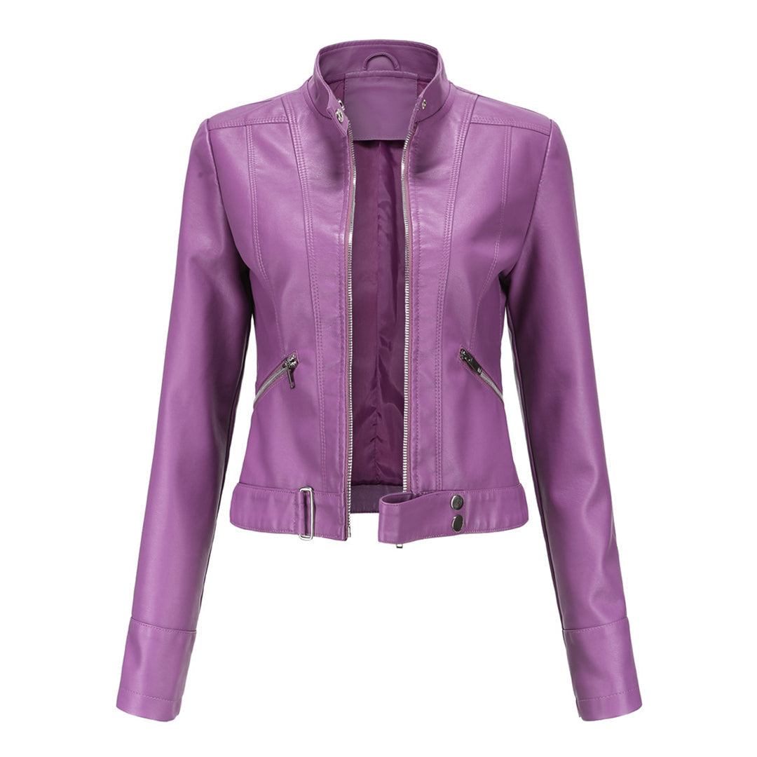 Theresa | Damen Lederjacke mit Stehkragen und Reißverschluss