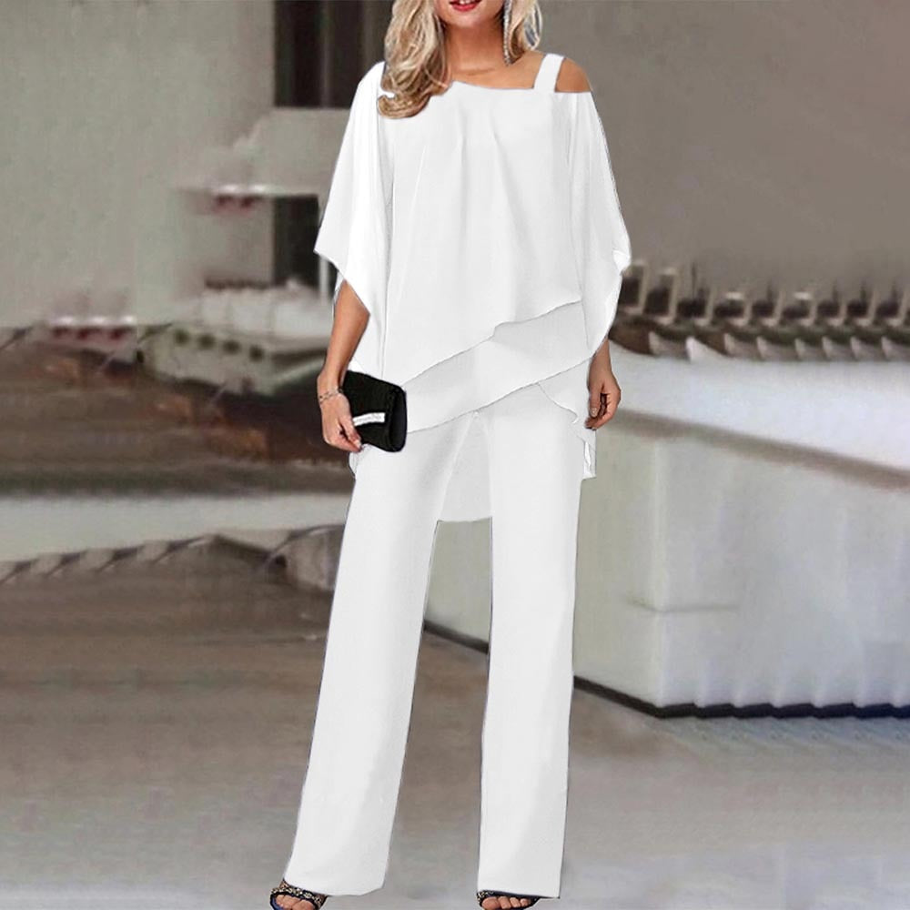 Emma | Completo donna con blusa a spalle scoperte e pantaloni ampi