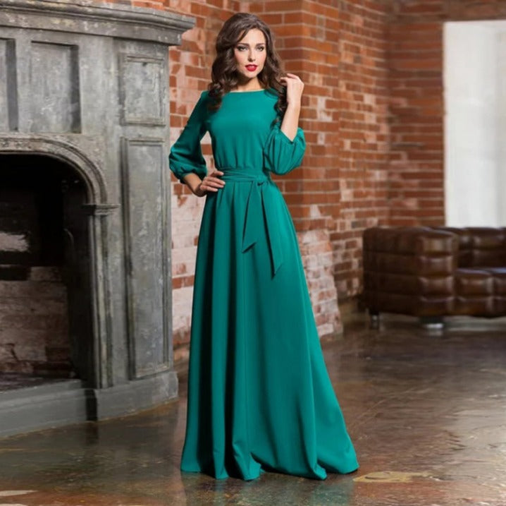 Benita | Elegantes Damen Maxikleid mit langen Ärmeln