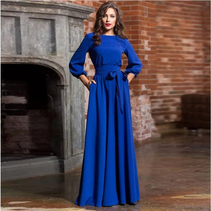 Benita | Elegantes Damen Maxikleid mit langen Ärmeln