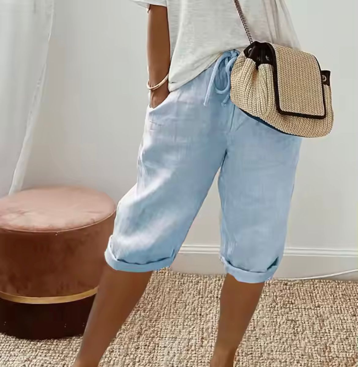 Laura | Damen kurze Hose mit Kordelzug und Taschen