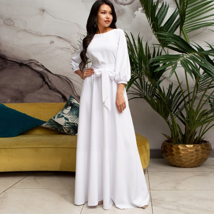 Benita | Elegantes Damen Maxikleid mit langen Ärmeln